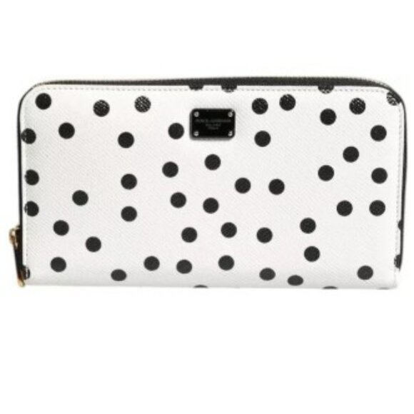 D&G White Black Striped Leather Zip Around Continental Wallet - Picture 1 of 5